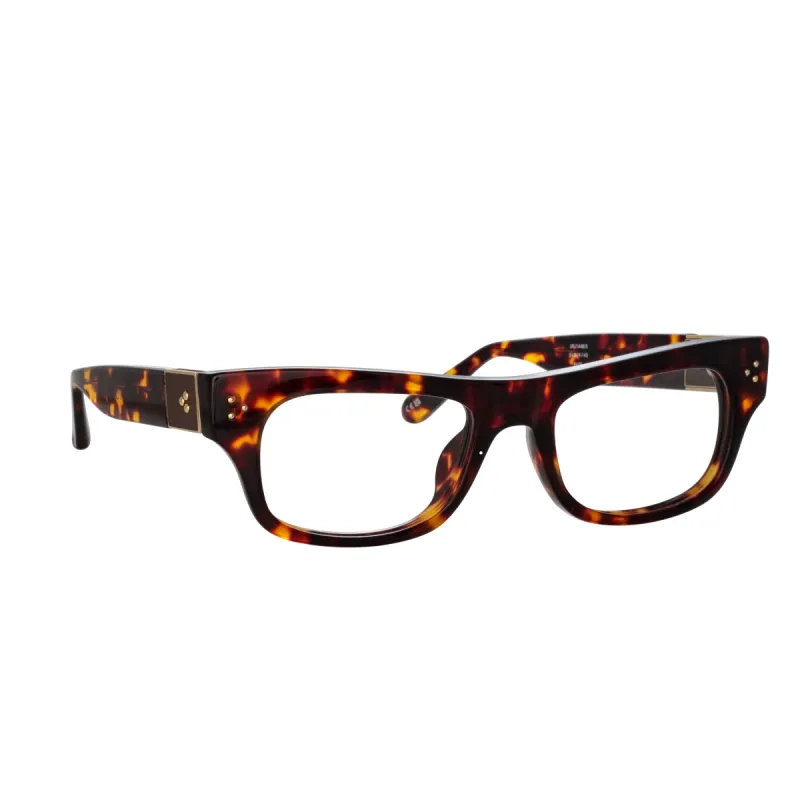 Falck Rectangular Optical Frame in Tortoiseshell sold by Linda Farrow