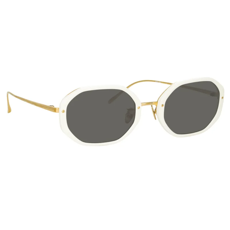 Tyler Angular Sunglasses in White sold by Linda Farrow