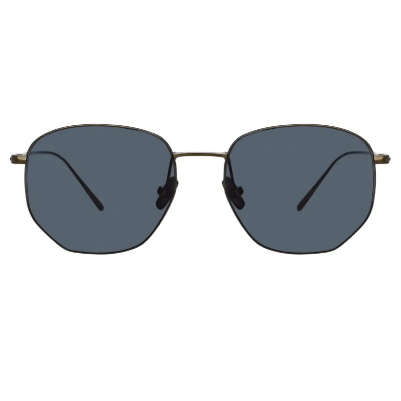 Rohe Angular Sunglasses in Nickel and Grey sold by Linda Farrow