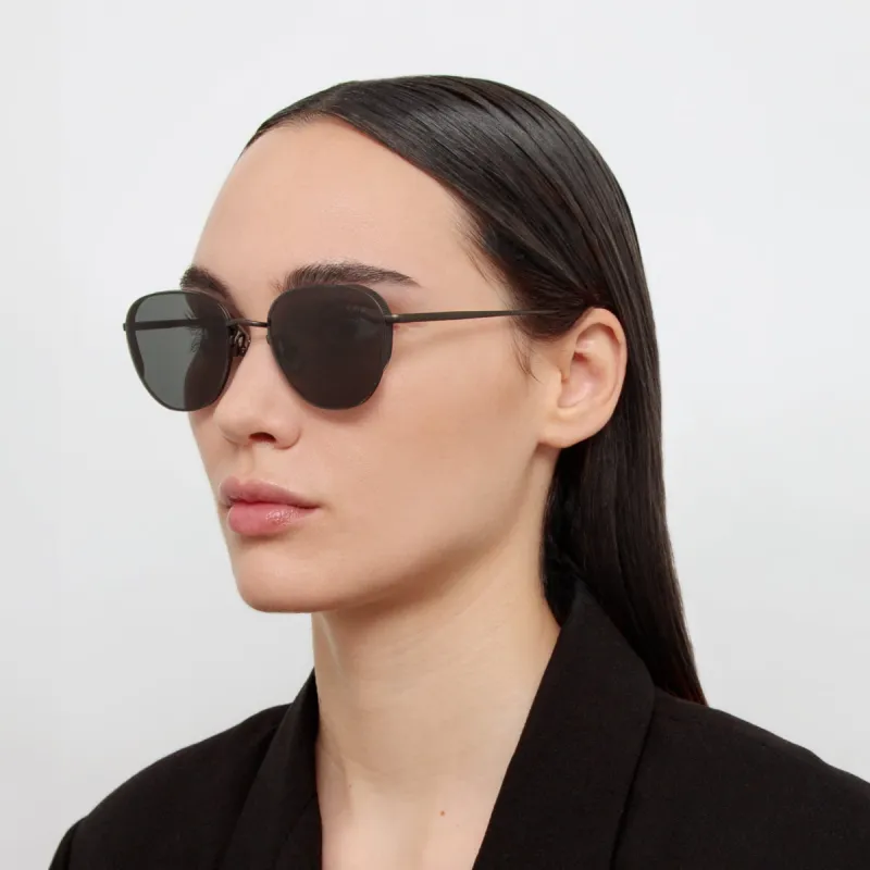 Hardy Oval Sunglasses in Nickel sold by Linda Farrow
