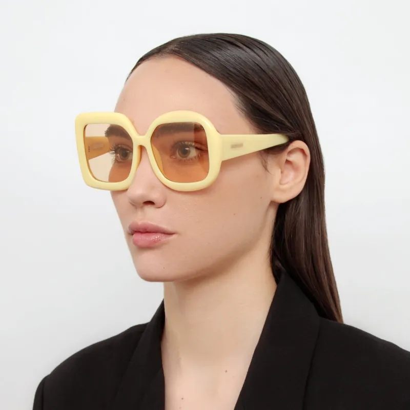 Carre Rond Square Sunglasses in Pear Sorbet by Jacquemus sold by Linda Farrow