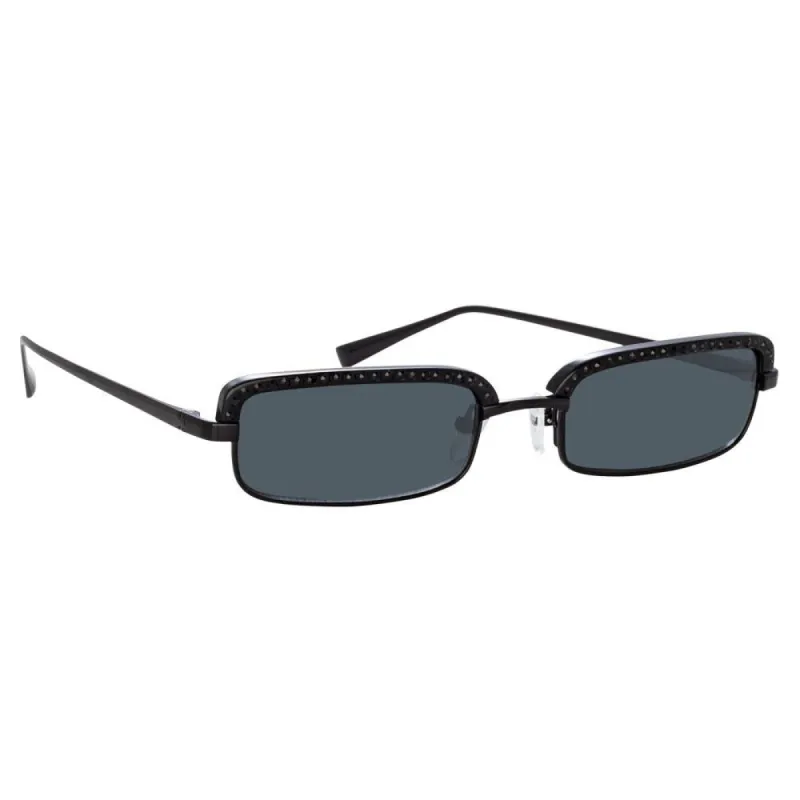 The Attico Dana Rectangular Sunglasses in Black sold by Linda Farrow