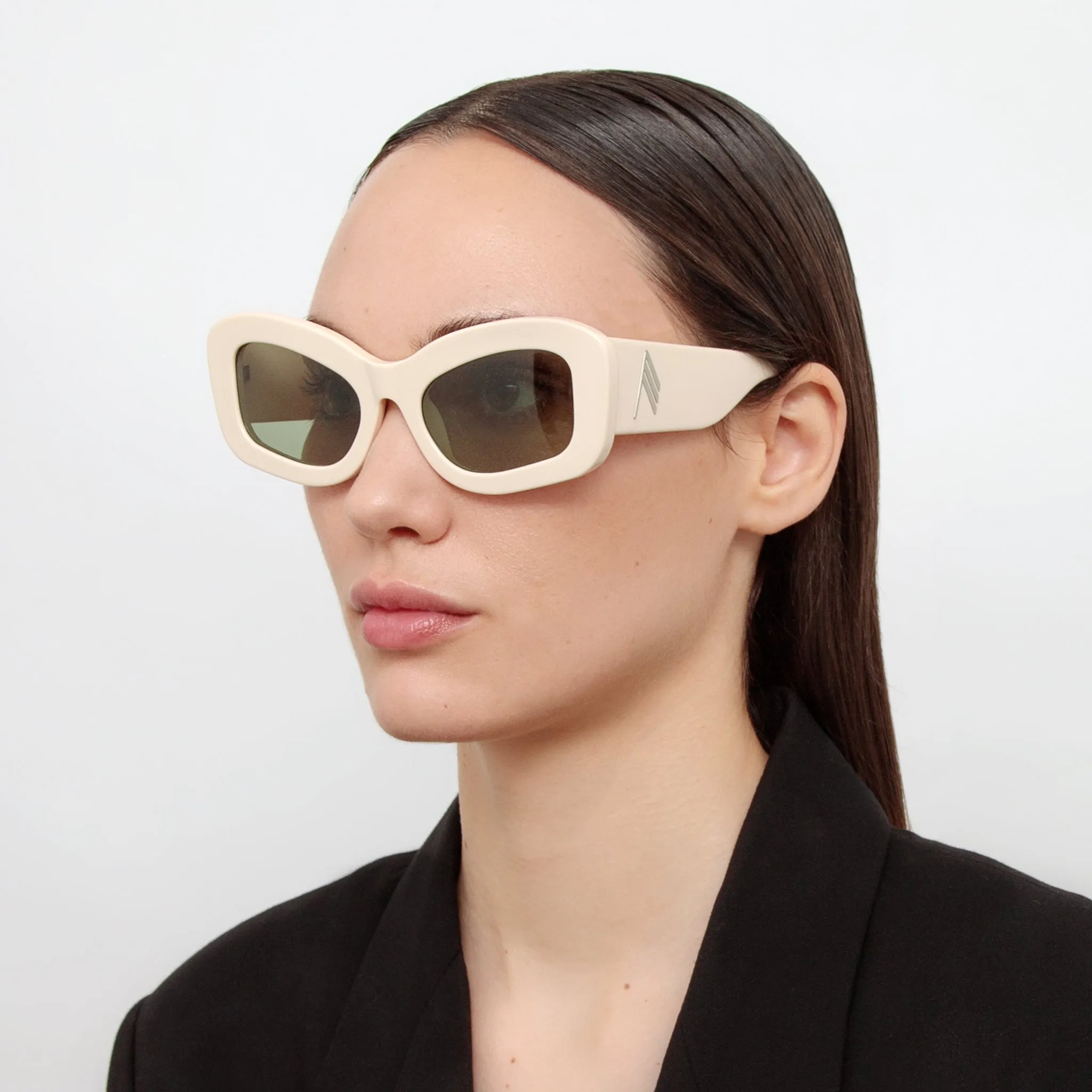 The Attico Harry Cat Eye Sunglasses in Ivory sold by Linda Farrow