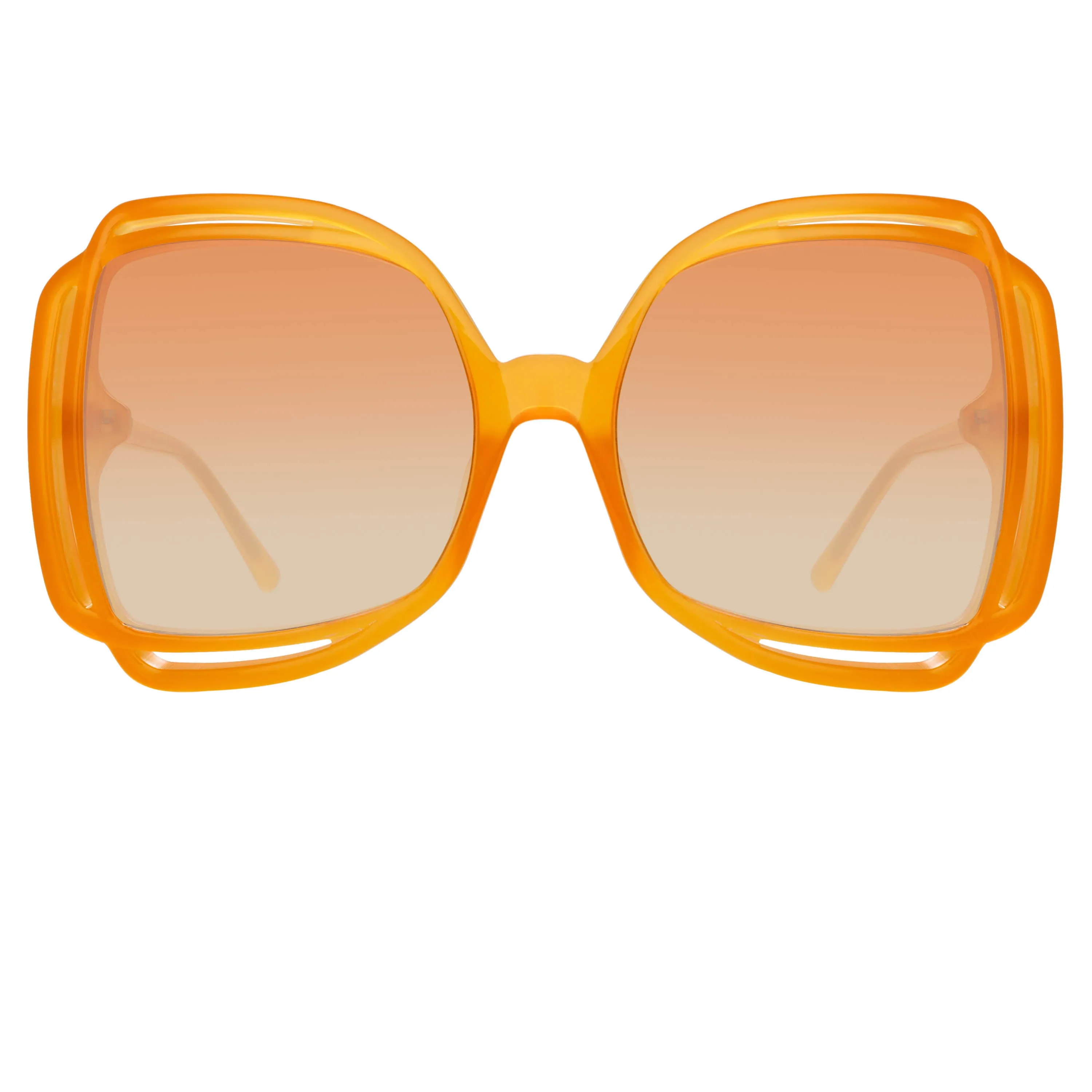 Valentina Squared Sunglasses in Orange sold by Linda Farrow