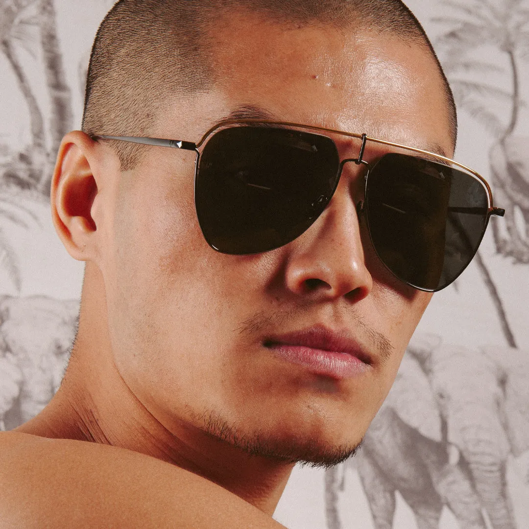 Alma Aviator Sunglasses in Nickel (Men's) sold by Linda Farrow product image thumbnail 3