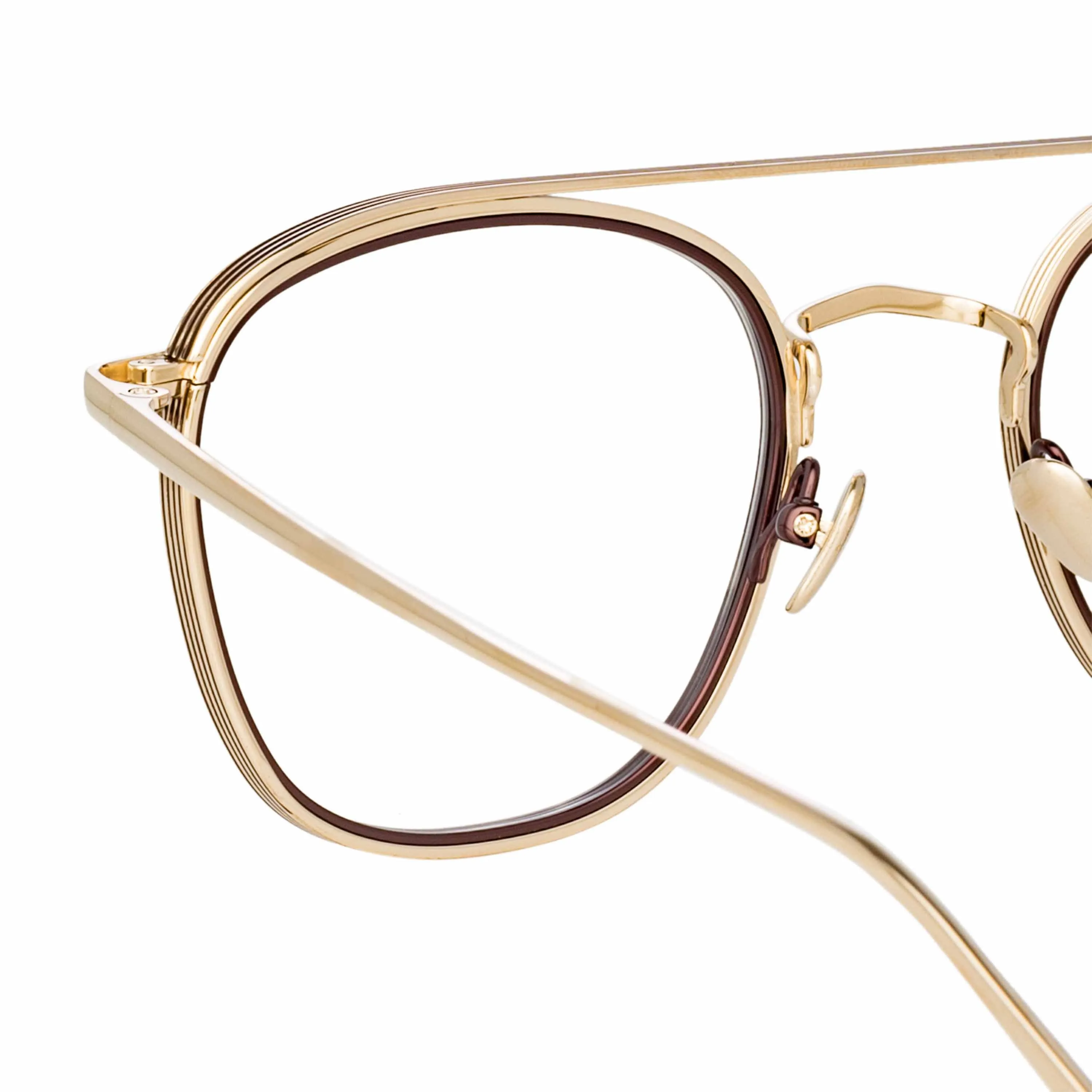 Clark Aviator Optical Frame in Light Gold and Brown sold by Linda Farrow product image thumbnail 3