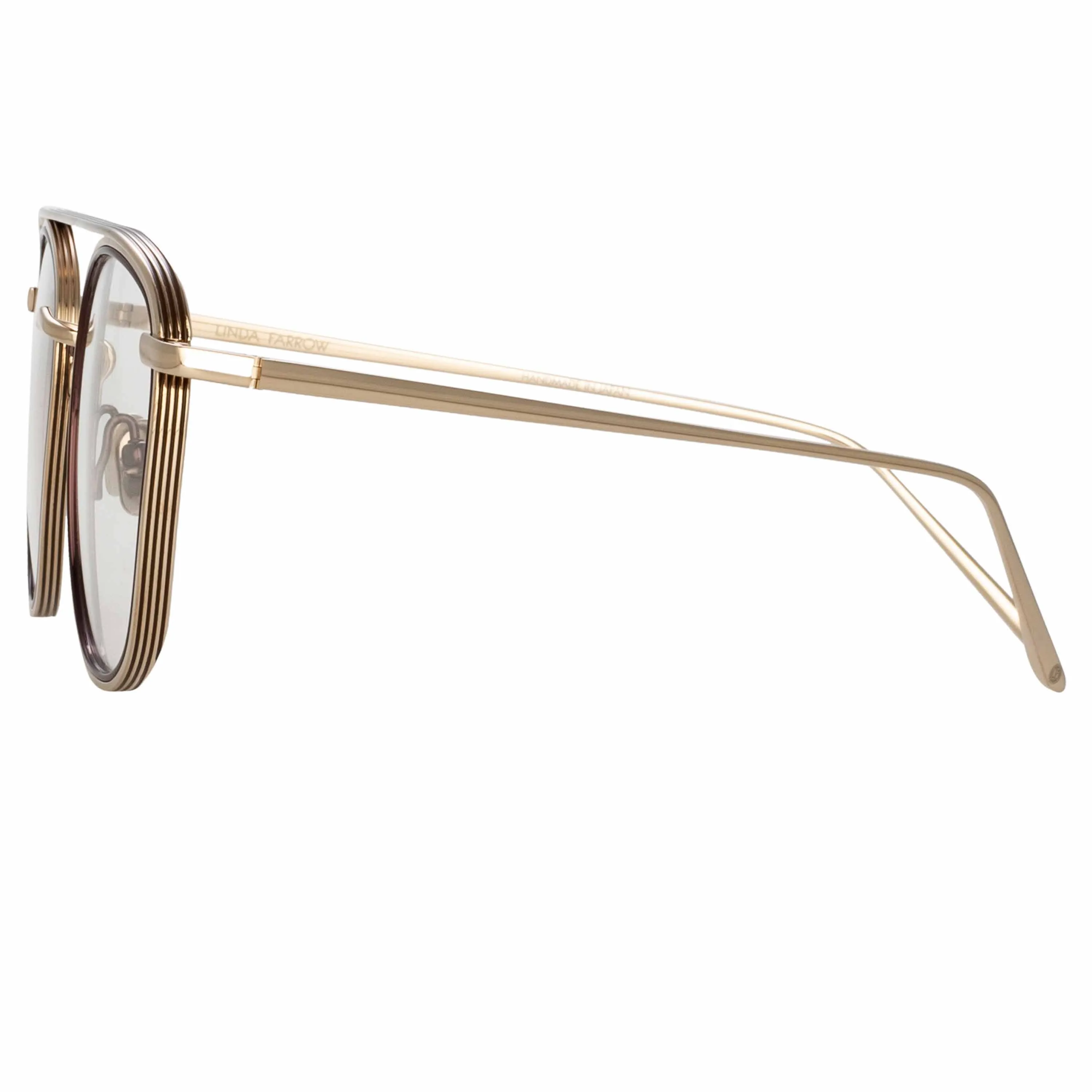 Clark Aviator Optical Frame in Light Gold and Brown sold by Linda Farrow product image thumbnail 4