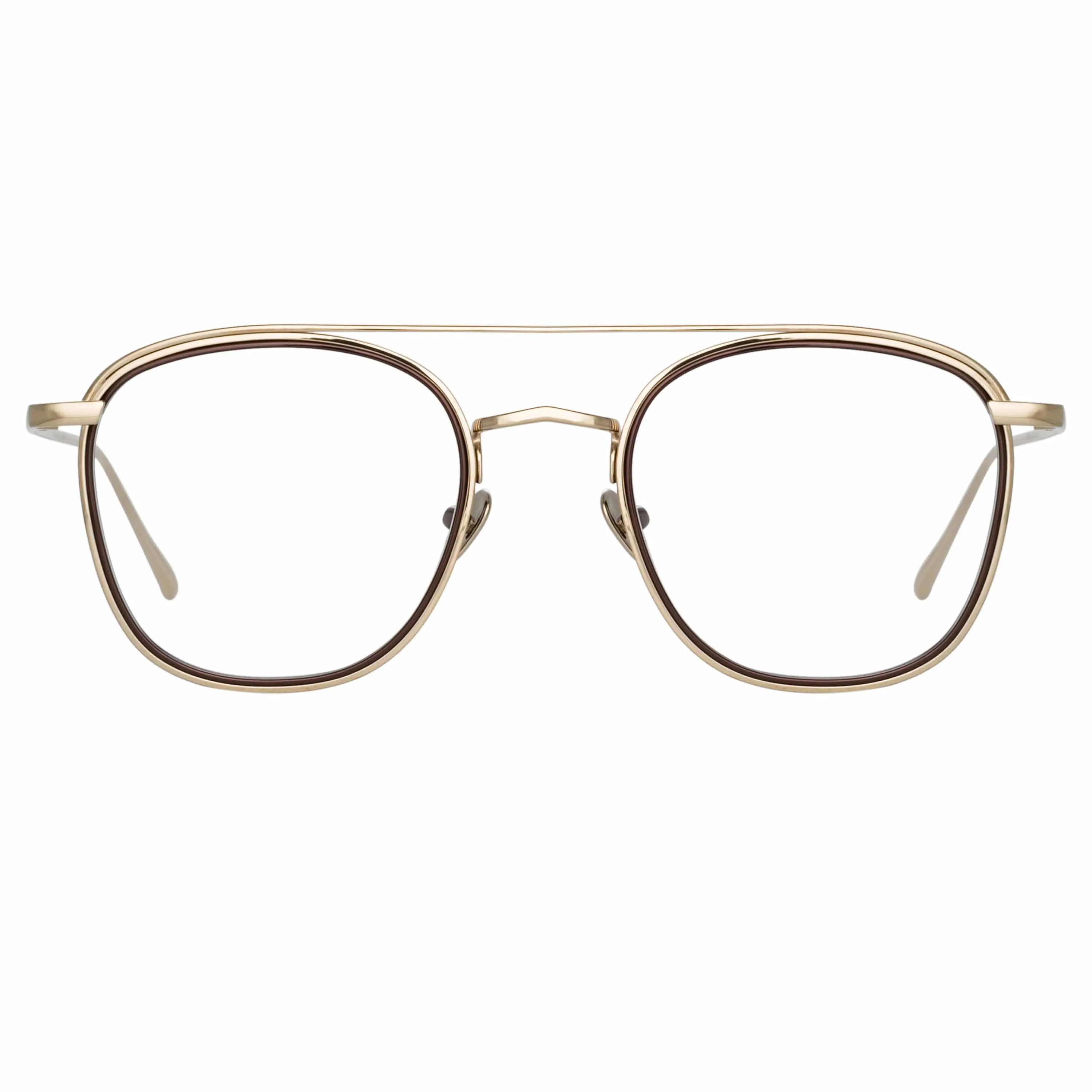 Clark Aviator Optical Frame in Light Gold and Brown sold by Linda Farrow product image thumbnail 2