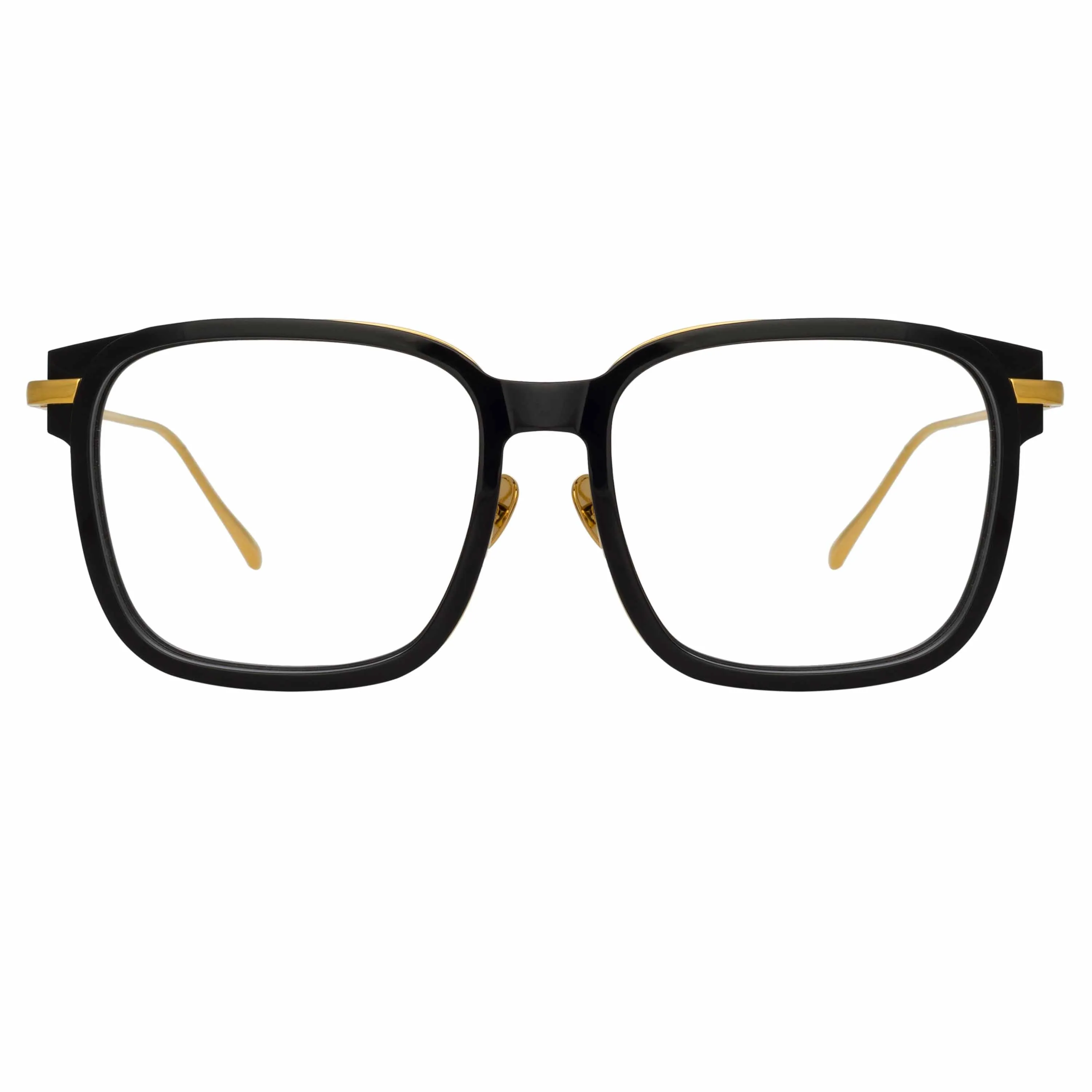 Franklin Optical Rectangular Frame in Black and Yellow Gold sold by Linda Farrow