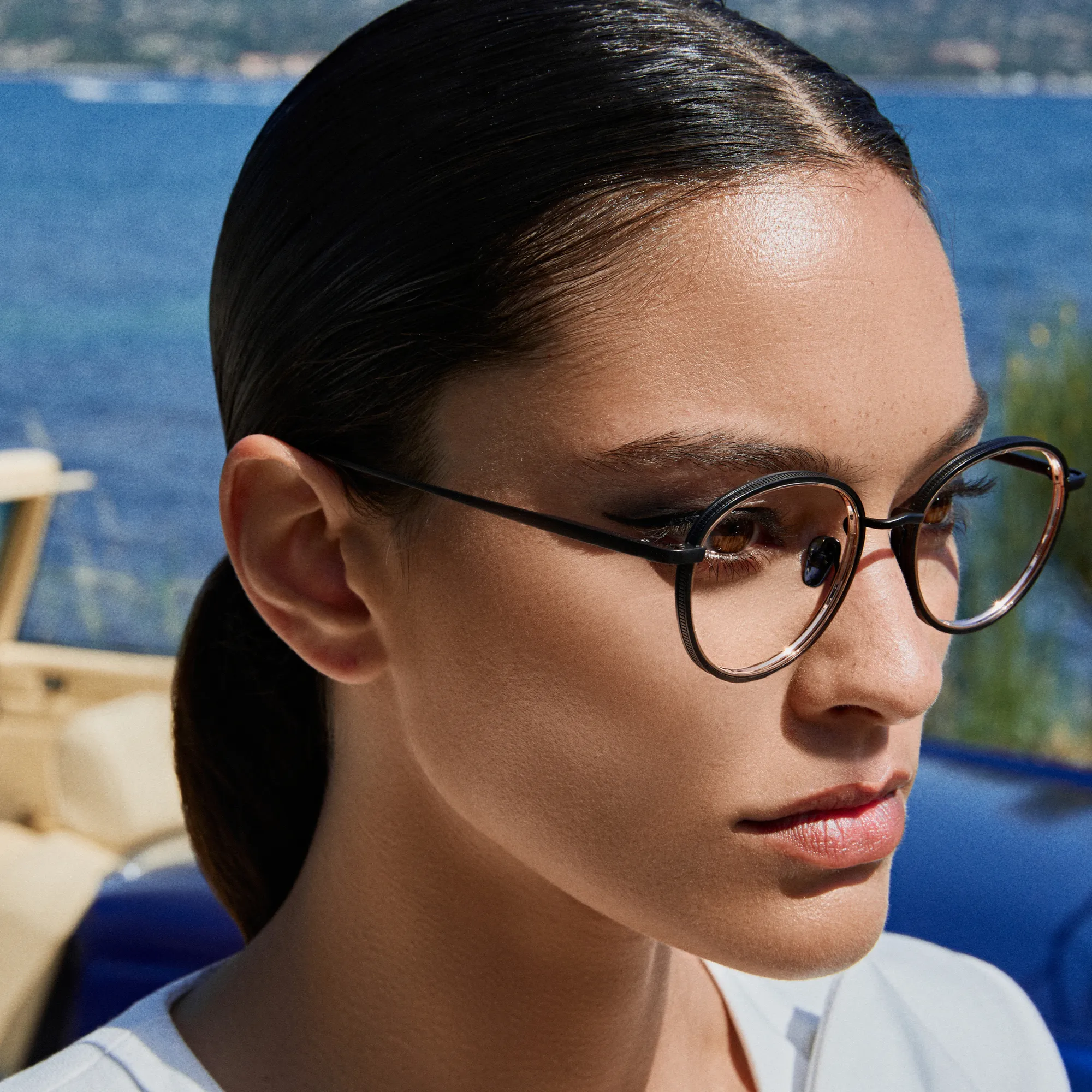 Moss Oval Optical Frame in Matt Nickel sold by Linda Farrow product image thumbnail 5