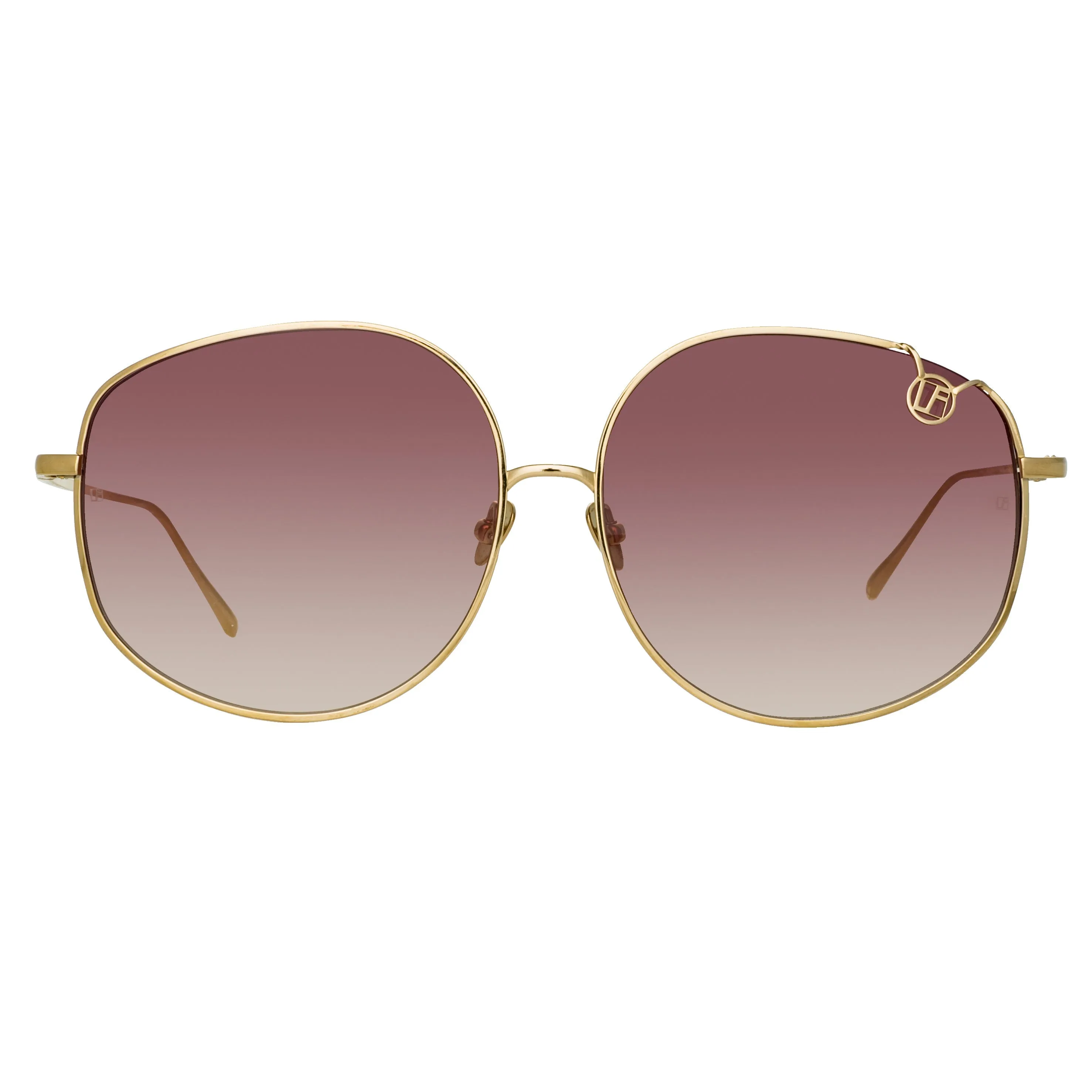 Marisa Oversized Sunglasses in Light Gold and Burgundy sold by Linda Farrow