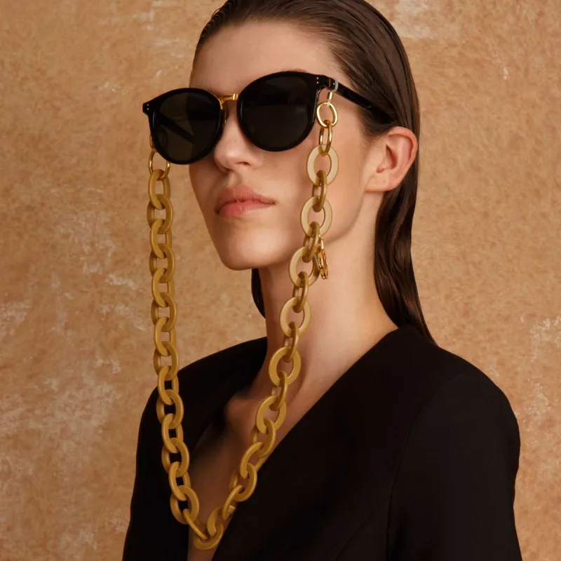 Taupe Oval Acetate Chain sold by Linda Farrow