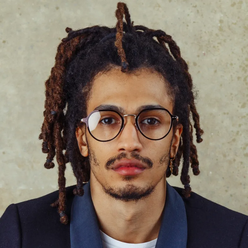 Axel Angular Optical Frame in Light Gold and Brown sold by Linda Farrow