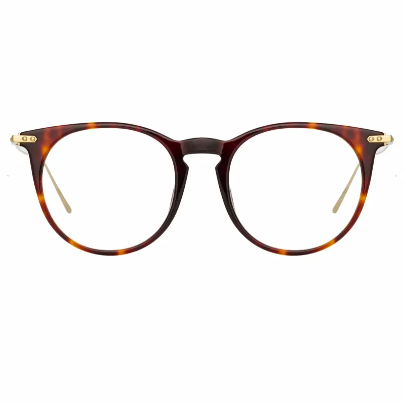 Ellis Oval Optical Frame in Tortoiseshell sold by Linda Farrow
