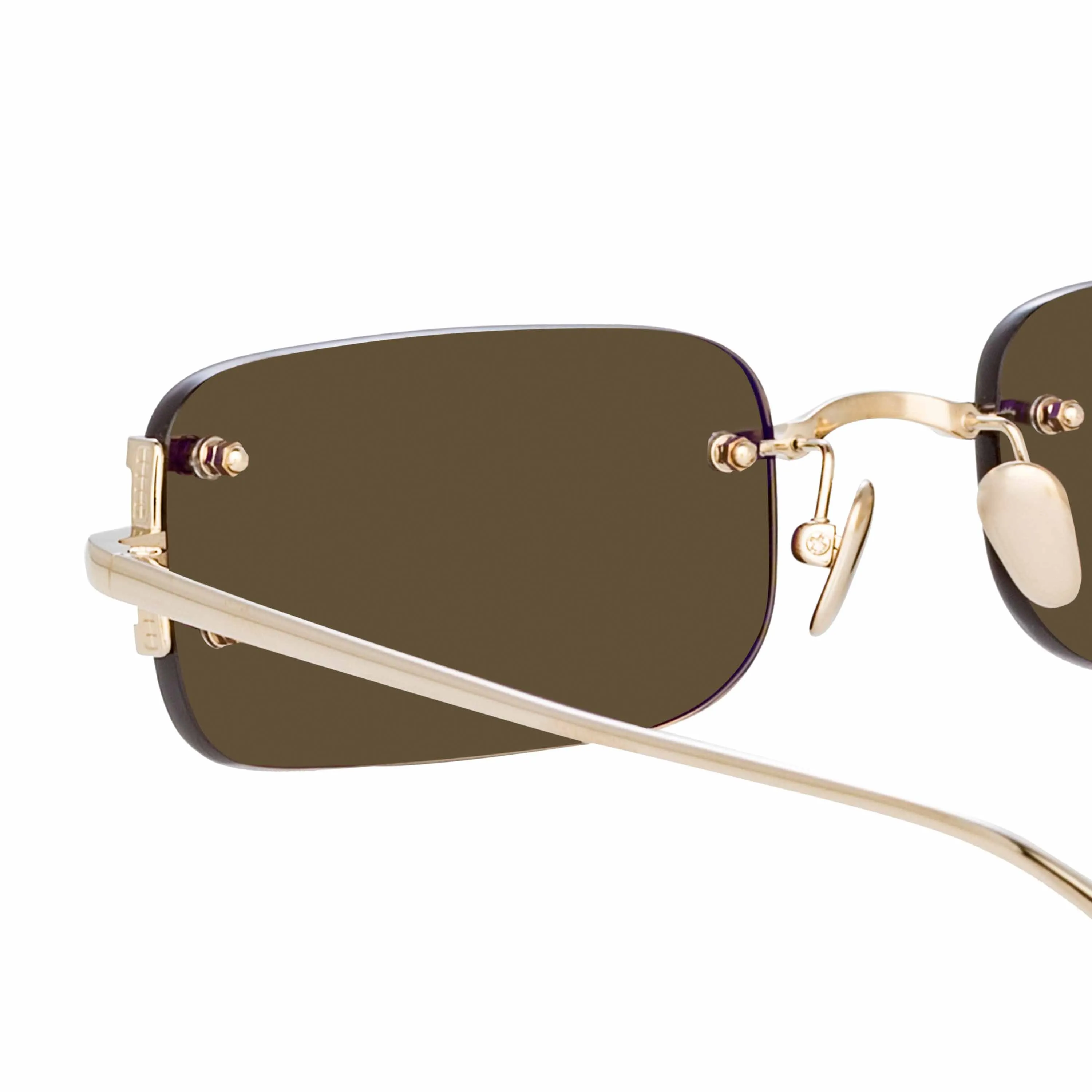 Taylor Rectangular Sunglasses in Light Gold and Brown sold by Linda Farrow product image thumbnail 4