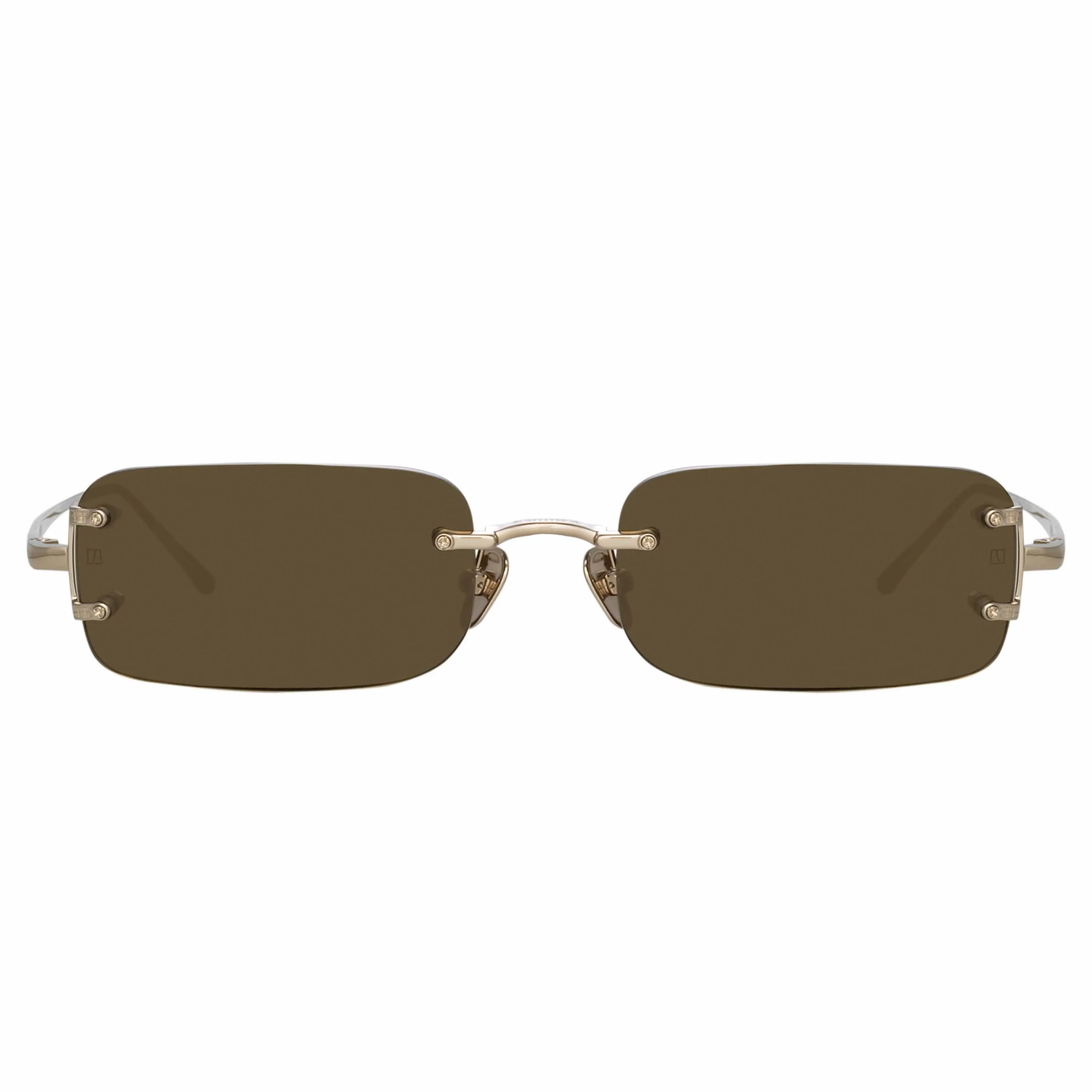 Taylor Rectangular Sunglasses in Light Gold and Brown sold by Linda Farrow product image thumbnail 2
