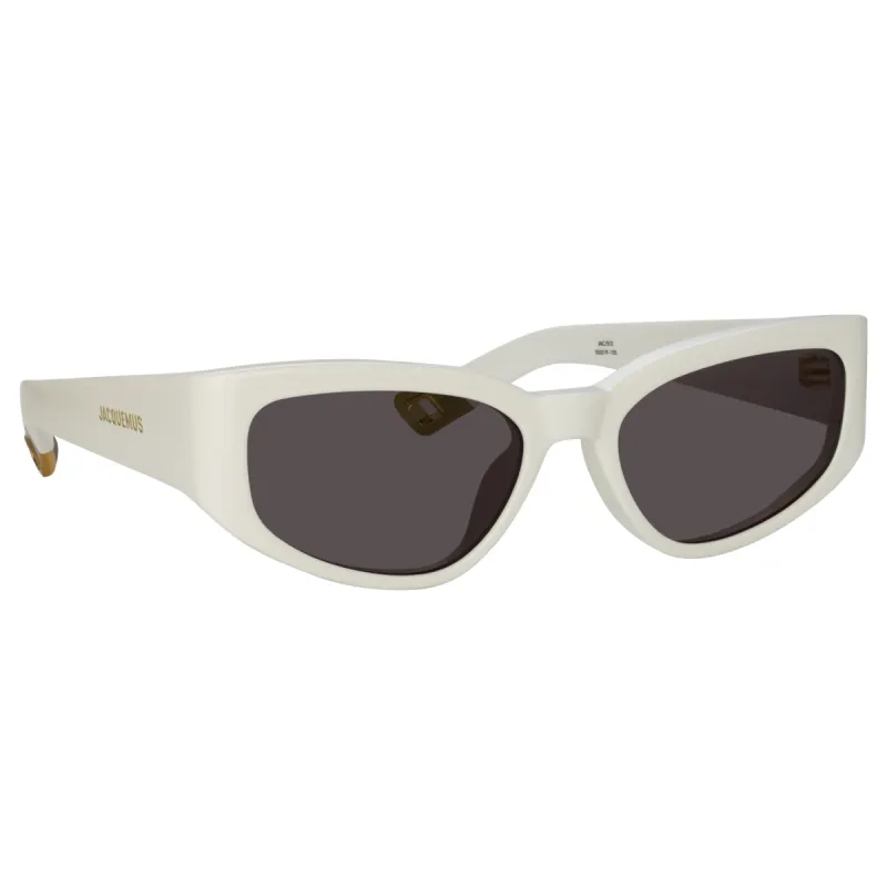 Gala Cat Eye Sunglasses in White by Jacquemus sold by Linda Farrow