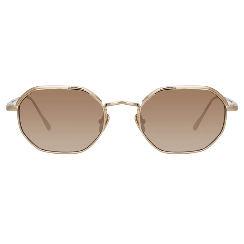 Shaw Angular Glasses in Light gold and Brown sold by Linda Farrow