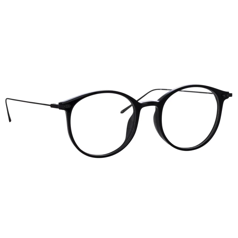 Gray Oval Optical Frame in Black and Nickel sold by Linda Farrow