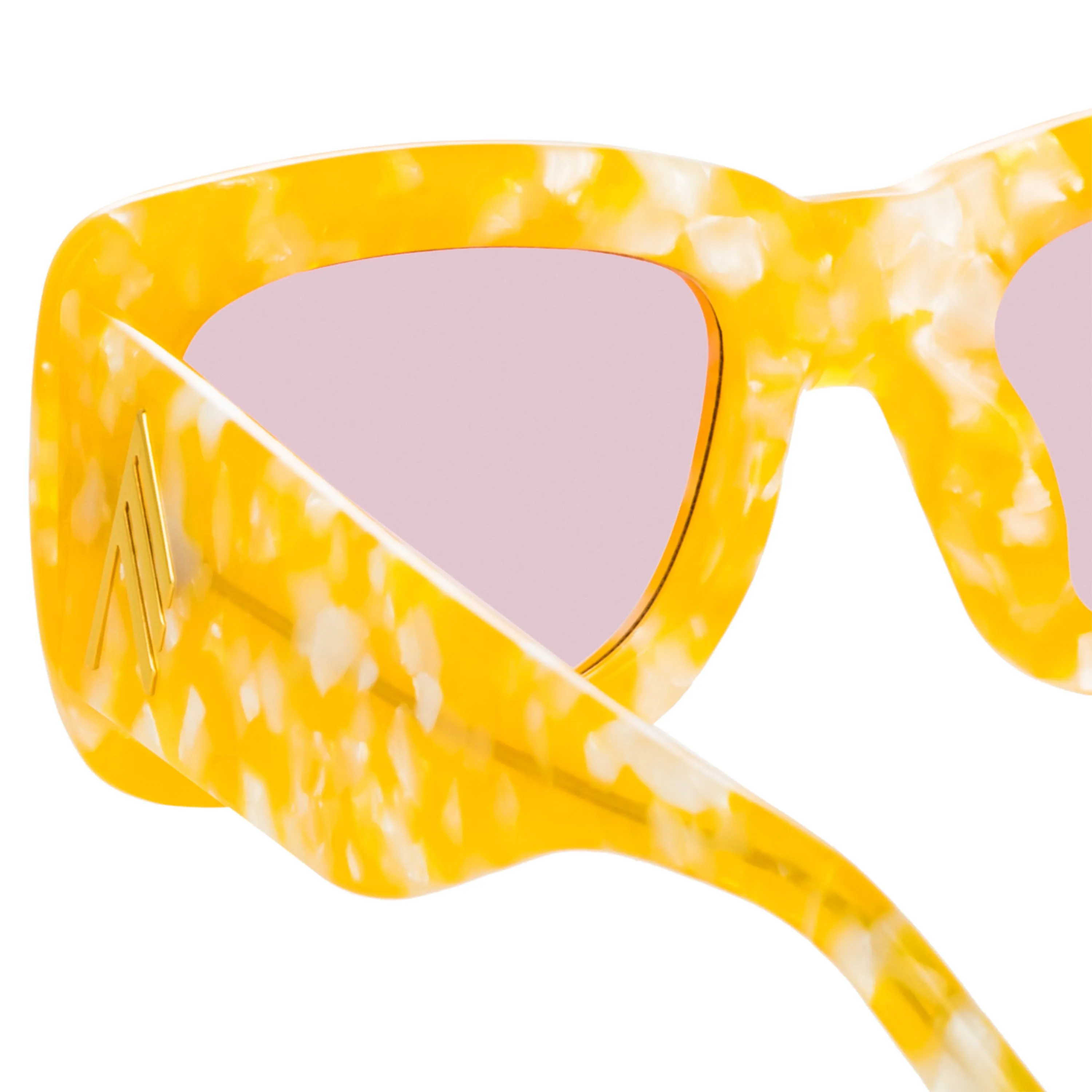 The Attico Marfa Rectangular Sunglasses in Yellow Marble sold by Linda Farrow product image thumbnail 4