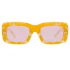 The Attico Marfa Rectangular Sunglasses in Yellow Marble sold by Linda Farrow