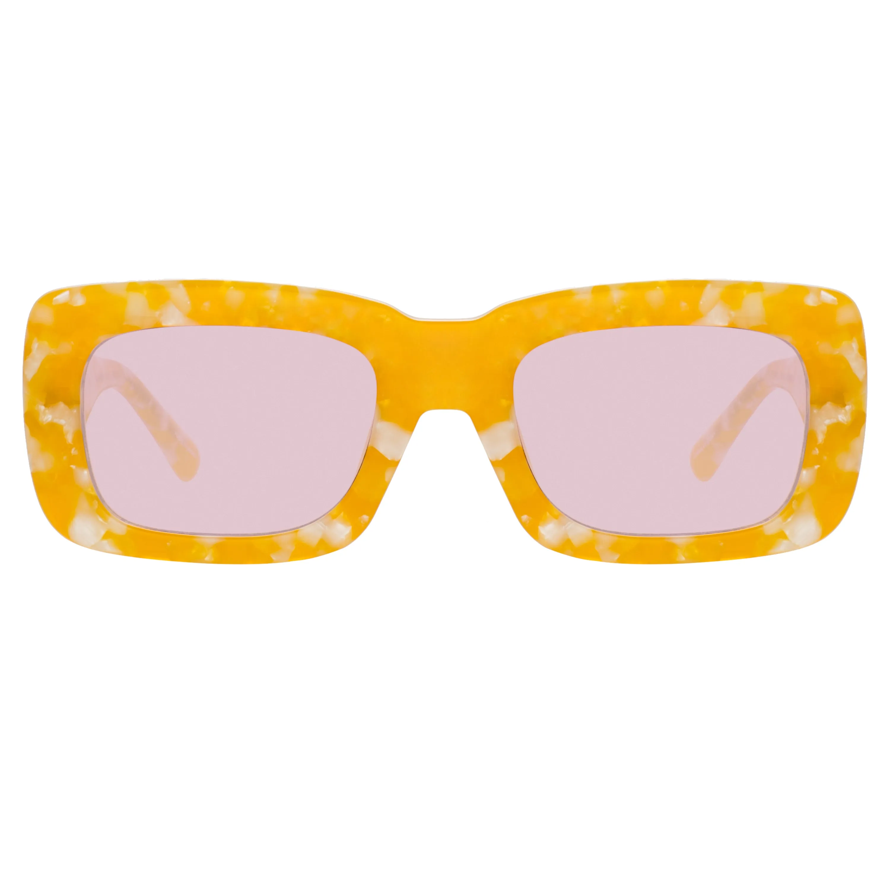 The Attico Marfa Rectangular Sunglasses in Yellow Marble sold by Linda Farrow product image thumbnail 2