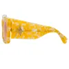 The Attico Marfa Rectangular Sunglasses in Yellow Marble sold by Linda Farrow