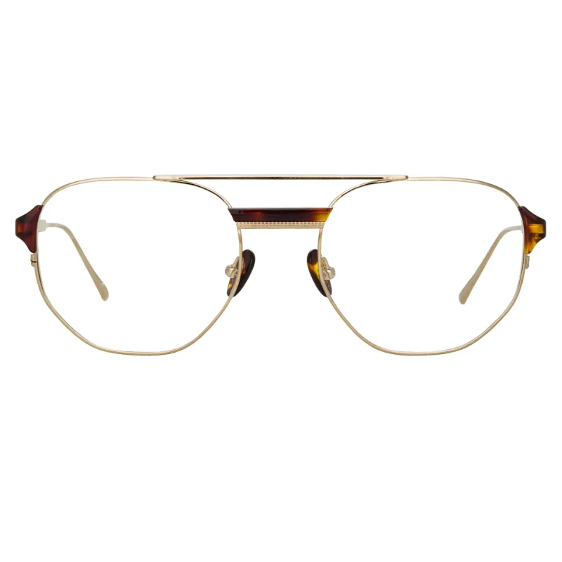 Nico Squared Optical Frame in Light Gold and Tortoiseshell (Men's) sold by Linda Farrow