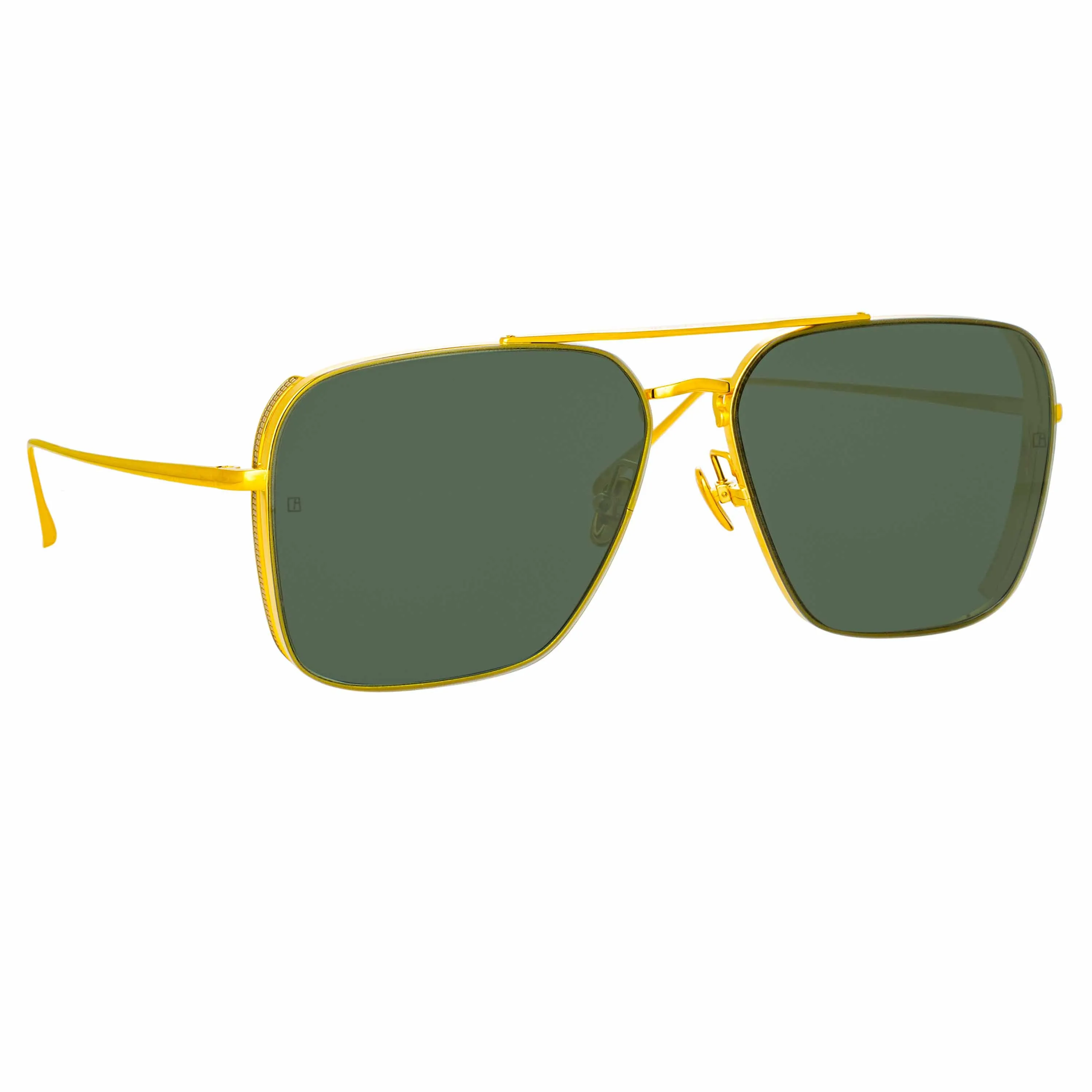 The Asher | Asher Aviator Sunglasses in Yellow Gold Frame (C1) sold by Linda Farrow product image thumbnail 3