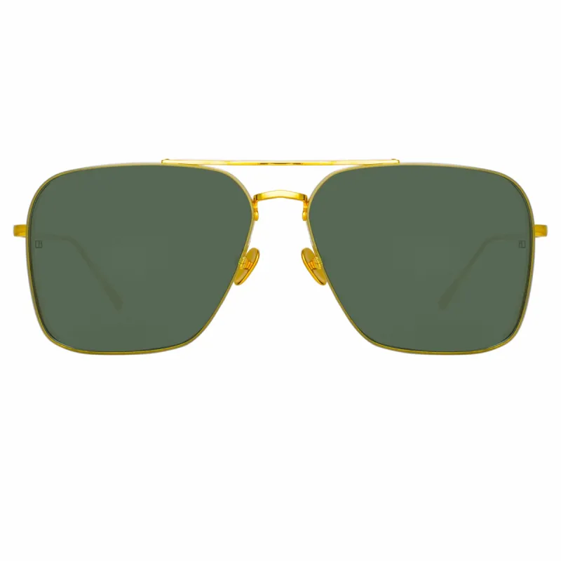 The Asher | Asher Aviator Sunglasses in Yellow Gold Frame (C1) sold by Linda Farrow