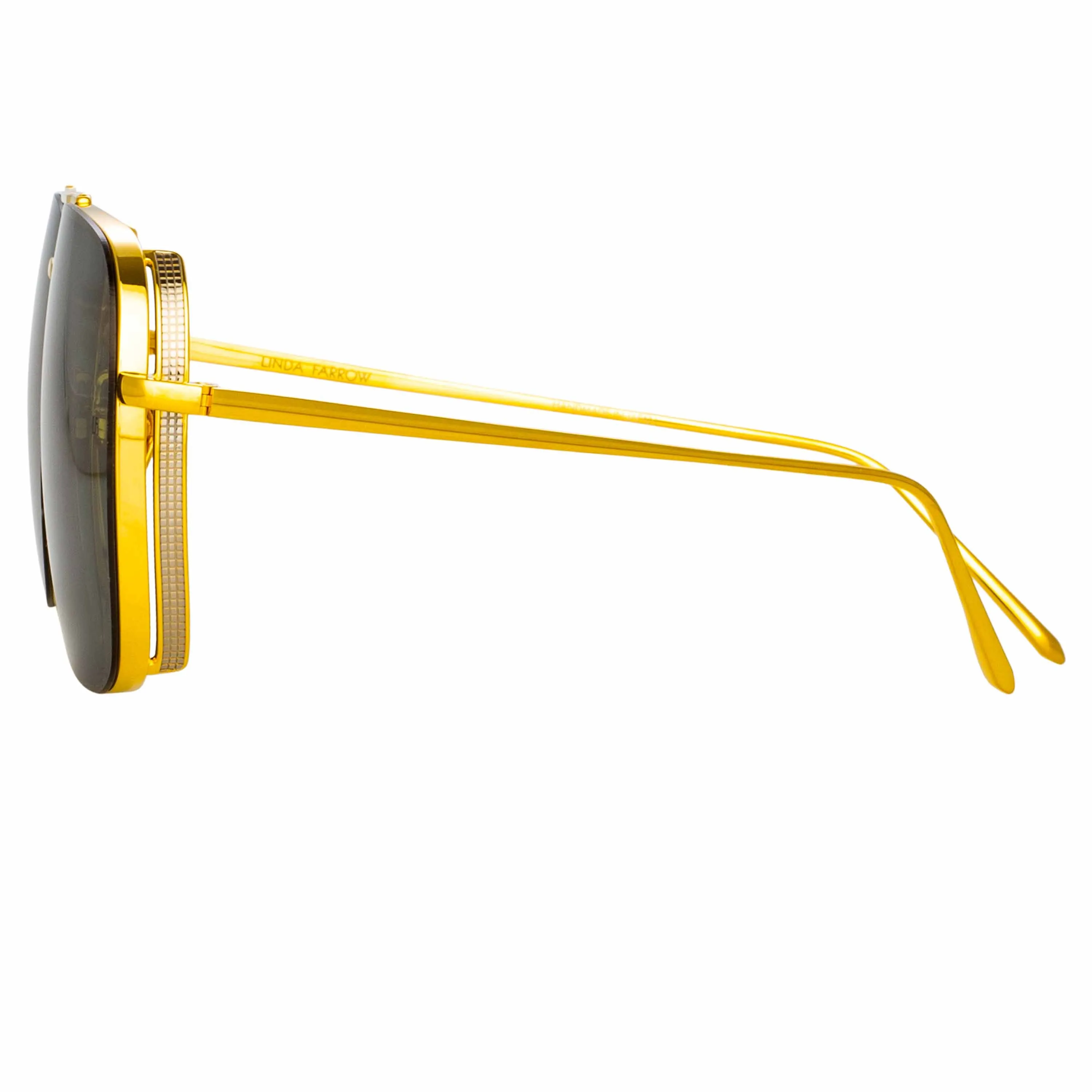 The Asher | Asher Aviator Sunglasses in Yellow Gold Frame (C1) sold by Linda Farrow product image thumbnail 5