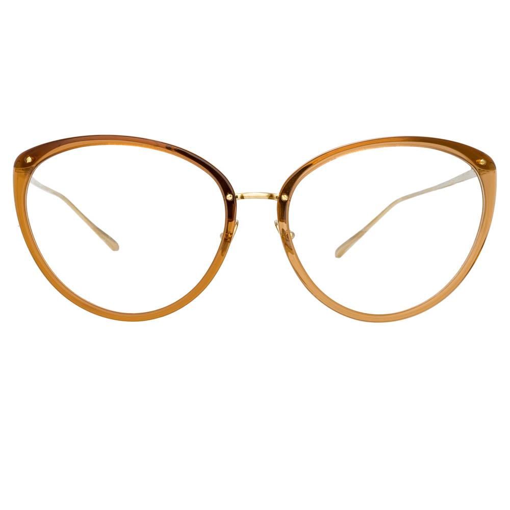 Angelica Cat Eye Optical Frame in Brown sold by Linda Farrow