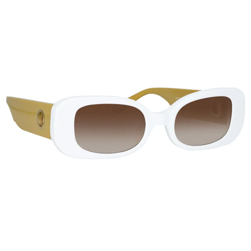 Lola Rectangular Sunglasses in White sold by Linda Farrow