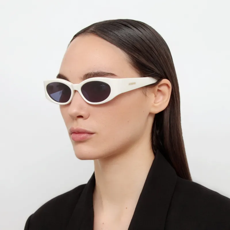 Ovalo Oval Sunglasses in White by Jacquemus sold by Linda Farrow