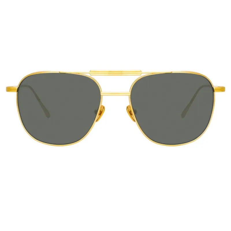 Wilder Aviator Sunglasses in Yellow Gold sold by Linda Farrow