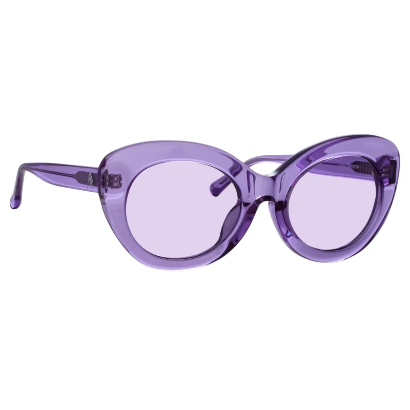 Agnes Cat Eye Sunglasses in Purple sold by Linda Farrow