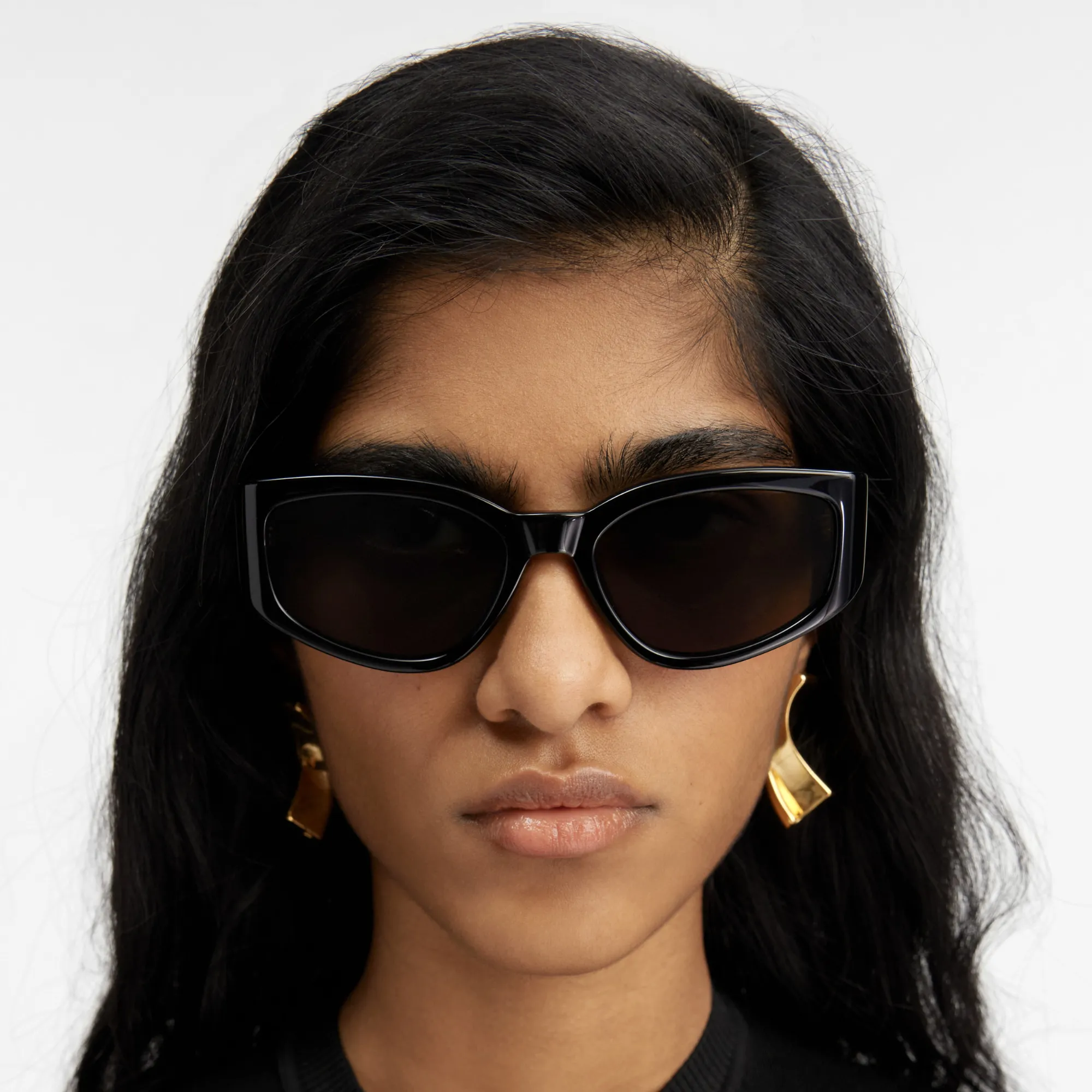 Gala Cat Eye Sunglasses in Black by Jacquemus sold by Linda Farrow