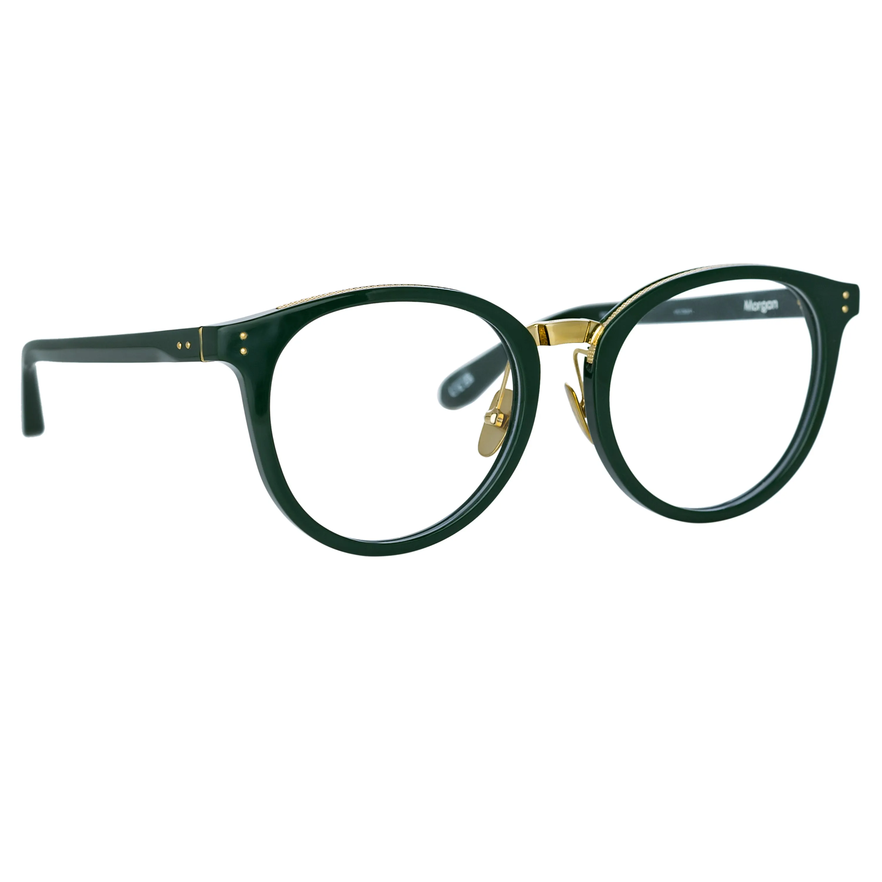 Morgan Oval Optical Frame in Green sold by Linda Farrow