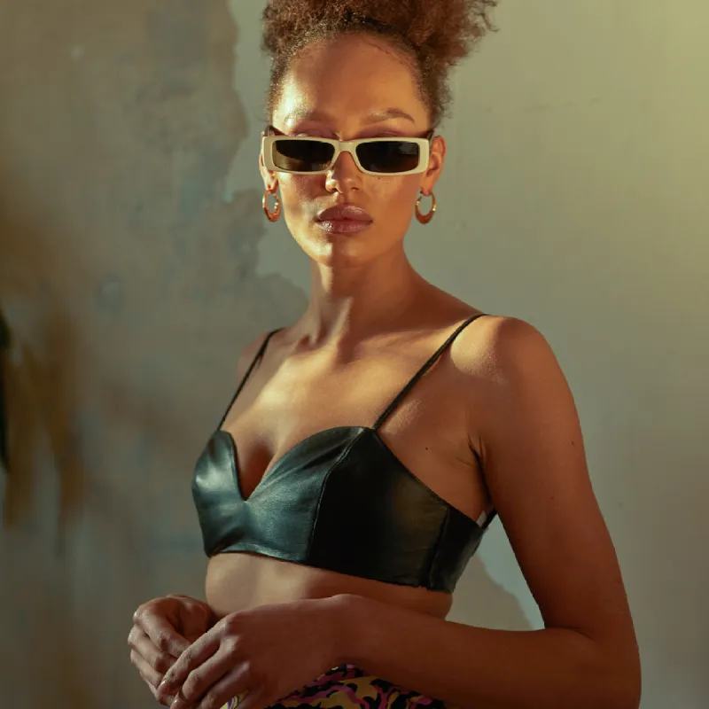 Dania Rectangular Sunglasses in Cream sold by Linda Farrow