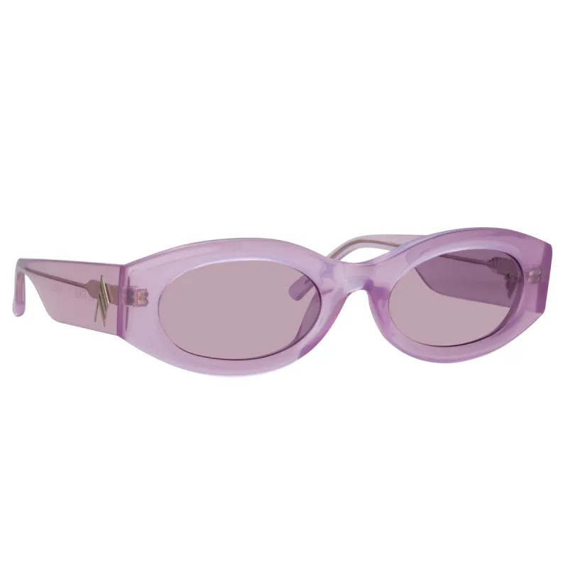 The Attico Berta Oval Sunglasses in Pink sold by Linda Farrow