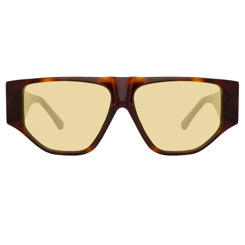 The Attico Ivan Angular Sunglasses in Tortoiseshell sold by Linda Farrow