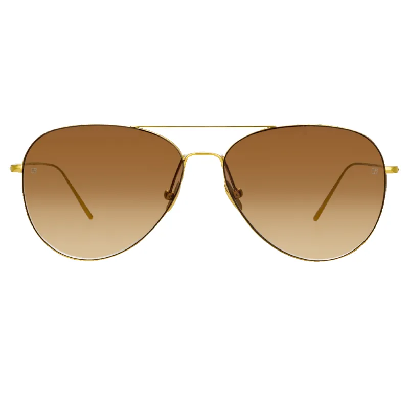 Lloyds Aviator Sunglasses in Light Gold sold by Linda Farrow