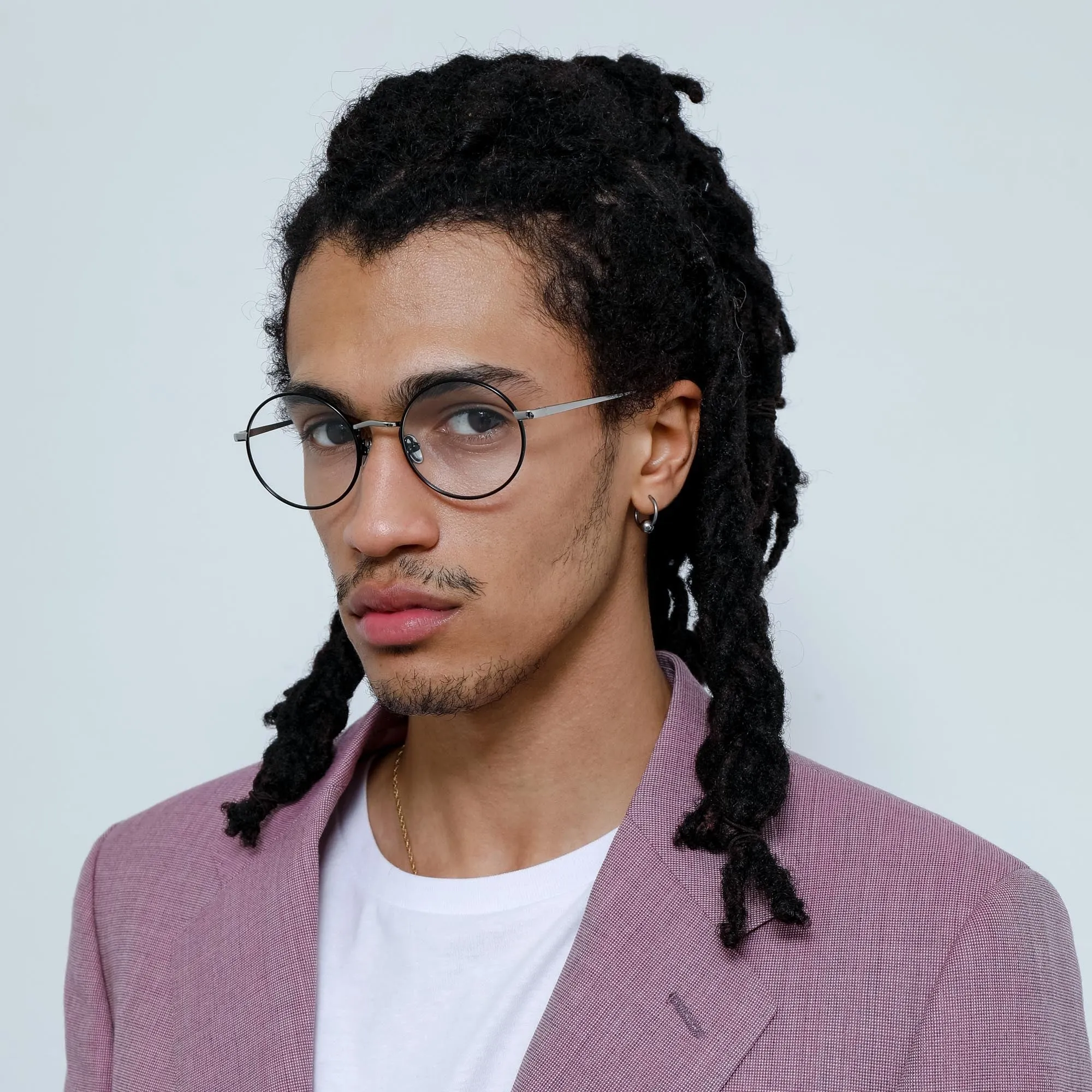 The Harrison | Men's Oval Optical Frame in Black and White Gold (C4) sold by Linda Farrow