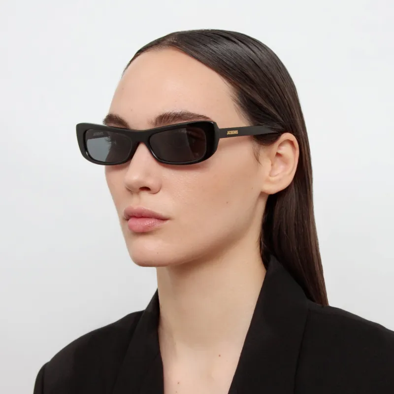 Capri Rectangular Sunglasses in Black by Jacquemus sold by Linda Farrow