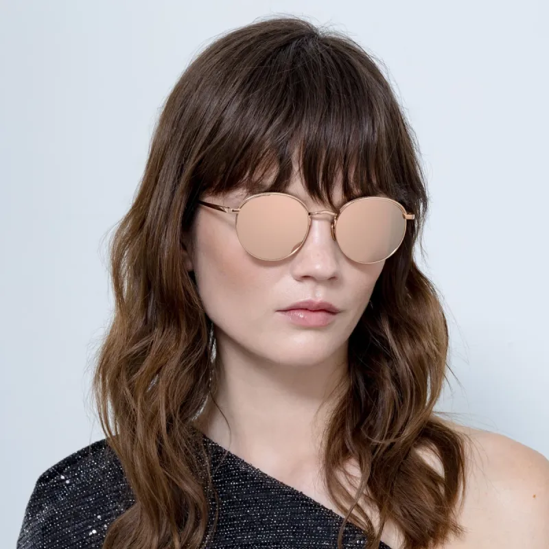 Marlon Oval Sunglasses in Rose Gold sold by Linda Farrow