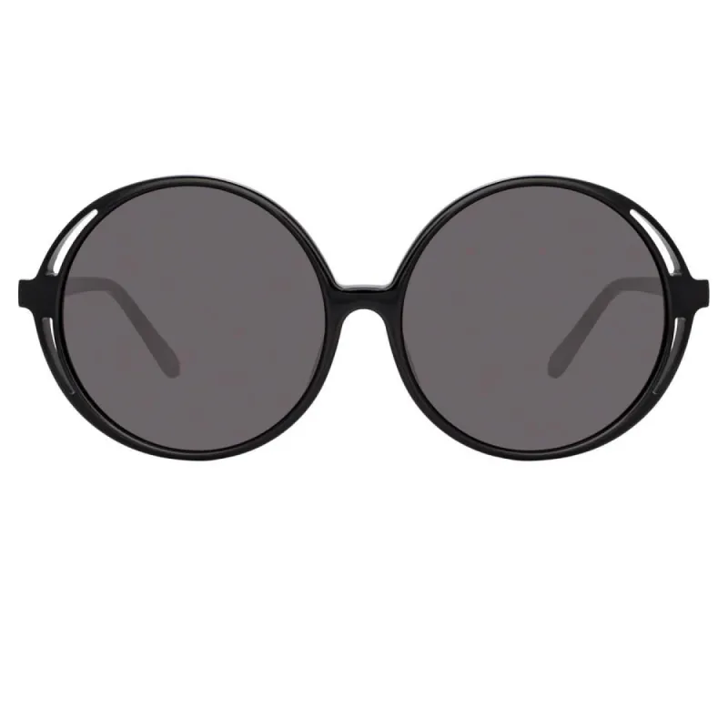 Bianca Round Sunglasses in Black sold by Linda Farrow