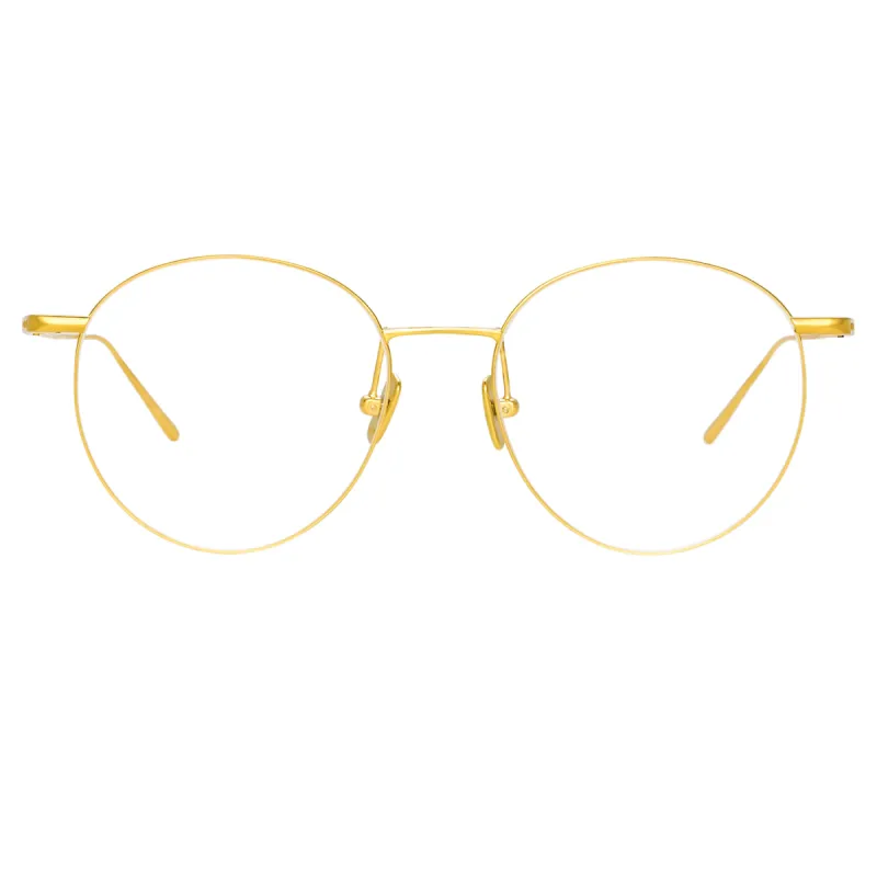 Foster Oval Optical Frame in Yellow Gold sold by Linda Farrow