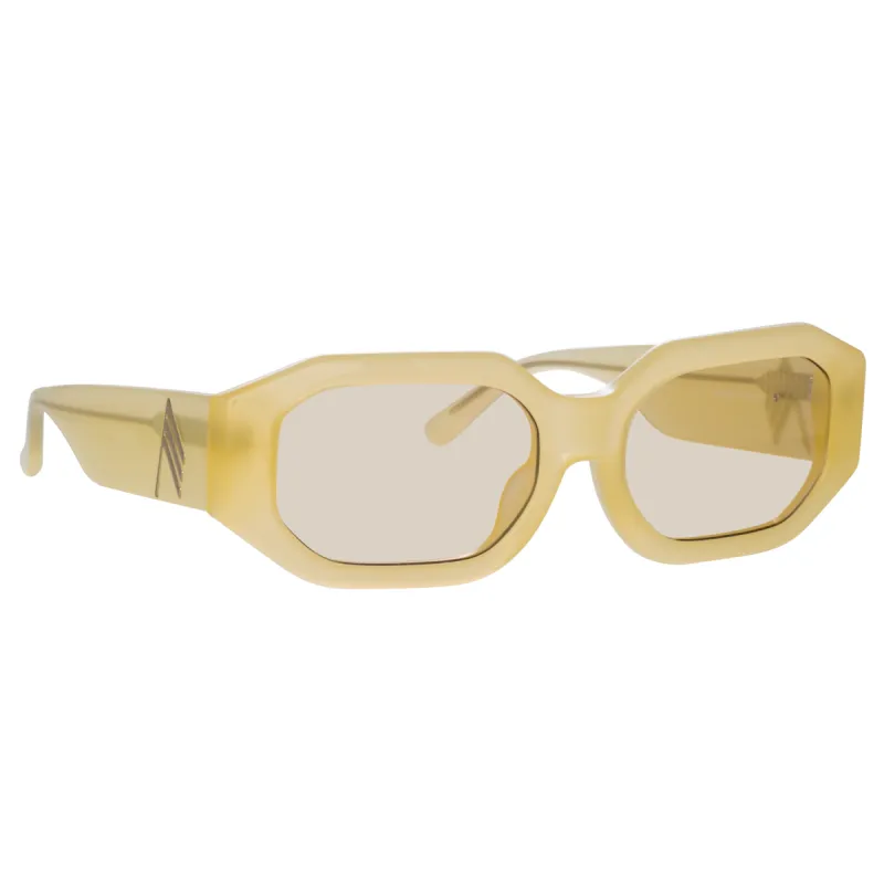 Blake Angular Sunglasses in Yellow sold by Linda Farrow