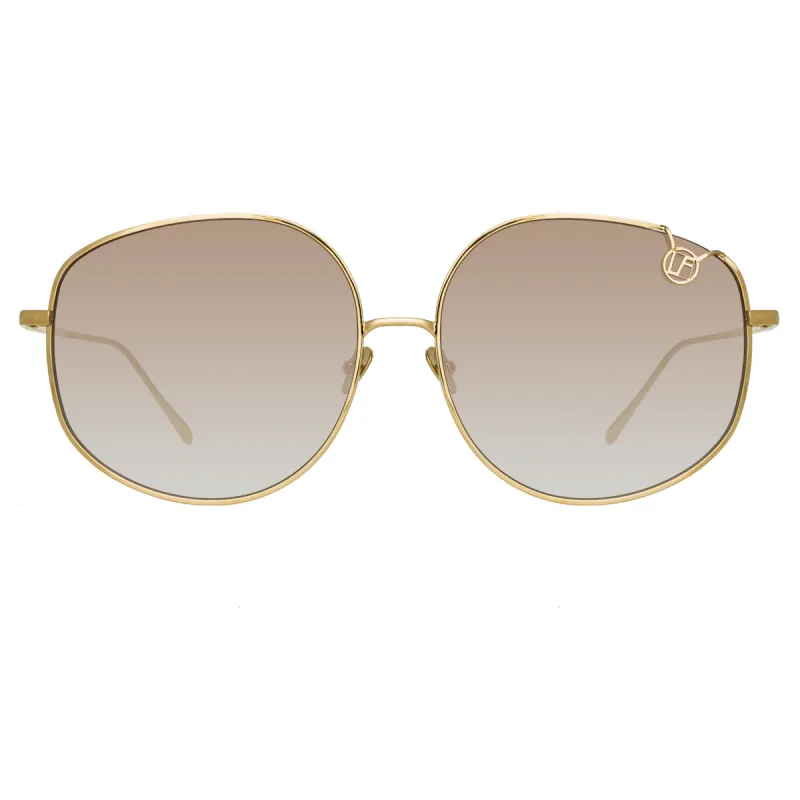 Marisa Oversized Sunglasses in Yellow Gold sold by Linda Farrow