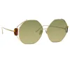 Marie Oversized Sunglasses in Light Gold and Grey sold by Linda Farrow